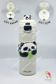 Vagonlife Diller Sevimli Panda Çift Kapaklı Çelik Termos 480ml thumbnail 2
