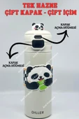 Vagonlife Diller Sevimli Panda Çift Kapaklı Çelik Termos 480ml thumbnail 1