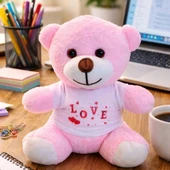Love Tişörtlü Pembe Peluş Ayıcık thumbnail 1