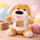 Happy Birthday Tişörtlü Peluş Köpek thumbnail 2