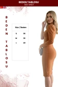 Kadın Tek Kol Midi Boy Krep Kumaş Elbise thumbnail 5