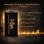 I-Gen 9V (6Lr61) Alkalin 9 Volt Pil 1 Adet thumbnail 3