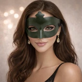 Haki Yeşil Gizemli Masquerade Maskesi thumbnail 1