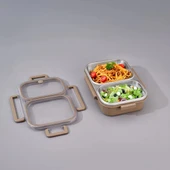 Bento Lunch Box Haki 2 Bölmeli thumbnail 1