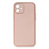İphone 12 Kılıf Coco Deri Silikon Kapak - Pembe thumbnail 1