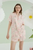 Pembe Rabbit Önden Düğmeli Şortlu Pijama Takım thumbnail 3