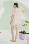 Pembe Rabbit Önden Düğmeli Şortlu Pijama Takım thumbnail 4