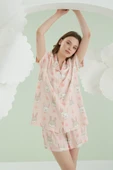Pembe Rabbit Önden Düğmeli Şortlu Pijama Takım thumbnail 1