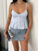 Askılı Dekolte Detaylı Crop - Açık Mavi thumbnail 2