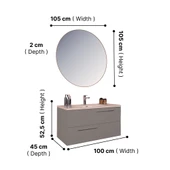 Kobos Serenity 100 cm Banyo Dolabı Seti Moon Grey thumbnail 7