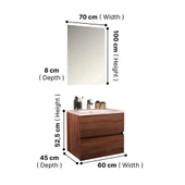 Kobos Simple 60 cm Çekmeceli Banyo Dolabı Seti Miling Oak thumbnail 7