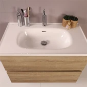 Kobos Simple 80 cm Çekmeceli Banyo Dolabı Seti Light Walnut thumbnail 5