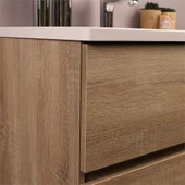 Kobos Simple 80 cm Çekmeceli Banyo Dolabı Seti Light Walnut thumbnail 7
