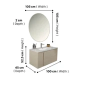 Kobos Future 100 cm Banyo Dolabı Seti Vanilla Grey thumbnail 6
