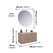 Kobos Serenity 100 cm Banyo Dolabı Seti Latte thumbnail 7