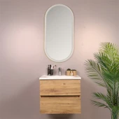 Kobos Simple 60 cm Çekmeceli Banyo Dolabı Seti Light Walnut thumbnail 3