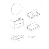 Kobos Eylül 100 cm Banyo Dolabı Seti Argento thumbnail 9