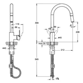 Artema Maestro Pull-Down Krom Eviye Bataryası A42162 thumbnail 2
