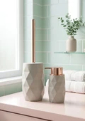 Akrilik Rose Banyo Seti - 4 Parça, Krem thumbnail 2