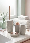 Akrilik Rose Banyo Seti - 4 Parça, Krem thumbnail 1