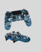 Bluetooth Kablosuz PS4 Gamepad Çift Motorlu Siyah Controller thumbnail 2