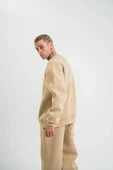 Vexor Uzun Kol Bisiklet Yaka Basic SweatShirt - Bej thumbnail 3