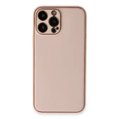 Apple İphone 13 Pro Kılıf Coco Deri Silikon Kapak - Pembe thumbnail 1
