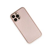 Apple İphone 13 Pro Max Kılıf Coco Karbon Silikon - Pembe thumbnail 3