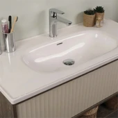 Kobos Elegant 100 cm Banyo Dolabı Seti Grey Oak + Vanilya thumbnail 4