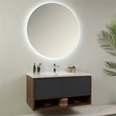 Kobos Elegant 100 cm Banyo Dolabı Seti Miling Oak + Argento thumbnail 2