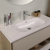 Kobos Elegant 100 cm Banyo Dolabı Seti Light Walnut + Luna thumbnail 4