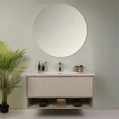 Kobos Elegant 100 cm Banyo Dolabı Seti Grey Oak + Vanilya thumbnail 3