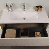 Kobos Elegant 100 cm Banyo Dolabı Seti Light Walnut + Luna thumbnail 6