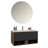 Kobos Elegant 100 cm Banyo Dolabı Seti Miling Oak + Argento thumbnail 1
