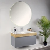 Kobos Harmony 100 cm Banyo Dolabı Seti Light Grey + Meguro thumbnail 2
