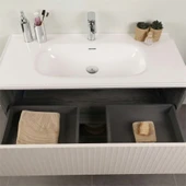Kobos Elegant 100 cm Banyo Dolabı Seti Grey Oak + Vanilya thumbnail 6