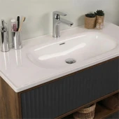 Kobos Elegant 100 cm Banyo Dolabı Seti Miling Oak + Argento thumbnail 5
