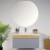 Kobos Harmony 100 cm Banyo Dolabı Seti Light Grey + Meguro thumbnail 3