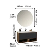 Kobos Elegant 100 cm Banyo Dolabı Seti Miling Oak + Argento thumbnail 7