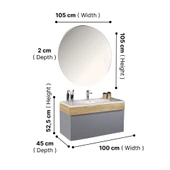 Kobos Harmony 100 cm Banyo Dolabı Seti Light Grey + Meguro thumbnail 7