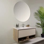 Kobos Elegant 100 cm Banyo Dolabı Seti Light Walnut + Luna thumbnail 2