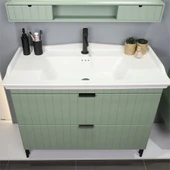 Kobos Noble 100 cm Banyo Dolabı Seti Mint thumbnail 5