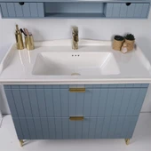 Kobos Noble 100 cm Banyo Dolabı Seti Light Blue thumbnail 5