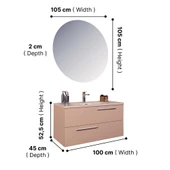 Kobos Serenity 100 cm Banyo Dolabı Seti Rose thumbnail 9