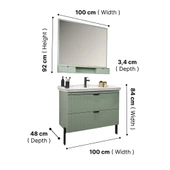 Kobos Noble 100 cm Banyo Dolabı Seti Mint thumbnail 12