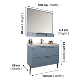 Kobos Noble 100 cm Banyo Dolabı Seti Light Blue thumbnail 11