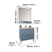 Kobos Noble 80 cm Banyo Dolabı Seti Light Blue thumbnail 7