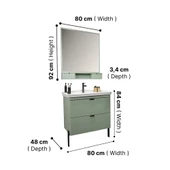 Kobos Noble 80 cm Banyo Dolabı Seti Mint thumbnail 7