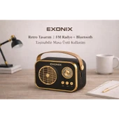 Exonix Retro Bluetooth Hoparlör USB Sd Destekli Type-C Şarjlı thumbnail 2