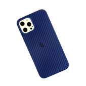 Apple İphone 12 Pro Max Kılıf Karbon Pp Silikon - Mavi thumbnail 2